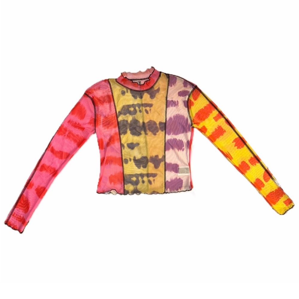 Colorful Long Sleeve Mesh Top